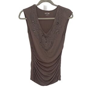 Y2K Apt 9 Rhinestone Ruched Tank Top